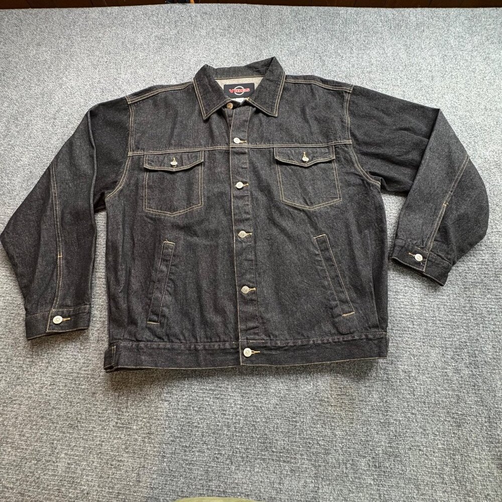 Vintage Vibes Denim Jacket Mens XXL Black Trucker Baggy Y2K‎ 90s Workwear Skater
